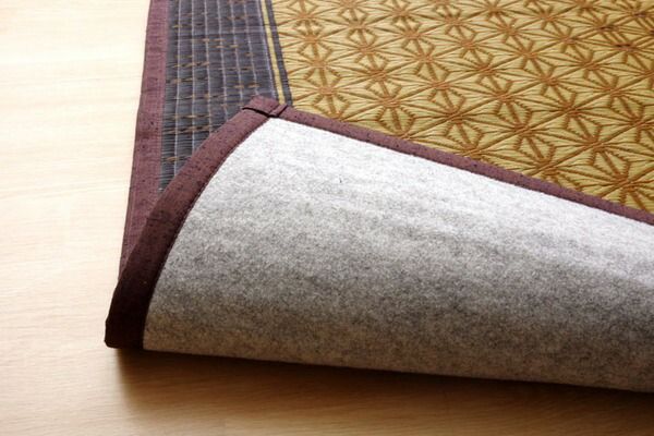 い草 ラグマット/花ござ 約1畳 長方形 ブラウン 約95×150cm 裏：不織布 防滑 抗菌 防臭 消臭 調湿 日本製 〔リビング〕代引NG