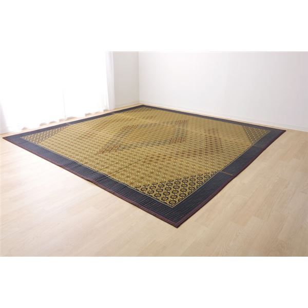 い草 ラグマット/花ござ 約1畳 長方形 ブラウン 約95×150cm 裏：不織布 防滑 抗菌 防臭 消臭 調湿 日本製 〔リビング〕代引NG