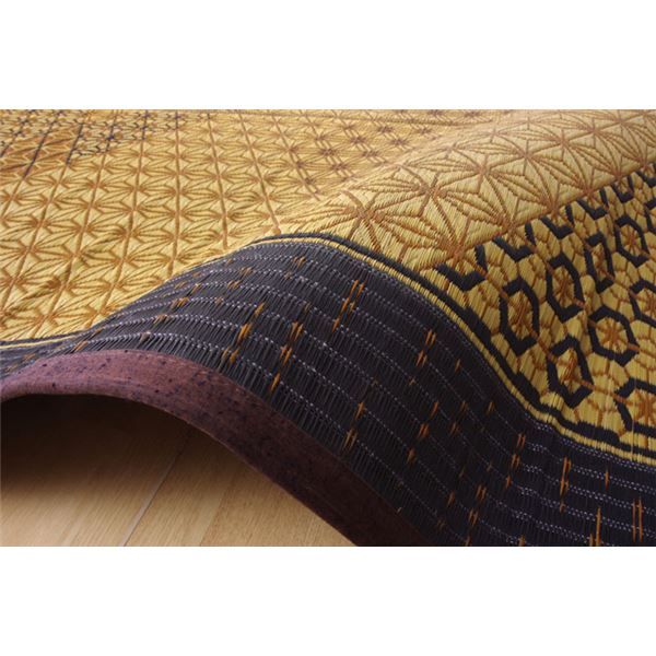 い草 ラグマット/花ござ 約1畳 長方形 ブラウン 約95×150cm 裏：不織布 防滑 抗菌 防臭 消臭 調湿 日本製 〔リビング〕代引NG