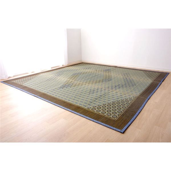 い草 ラグマット/花ござ 約1畳 長方形 グレー 約95×150cm 裏：不織布 防滑 抗菌 防臭 消臭 調湿 日本製 〔リビング〕代引NG