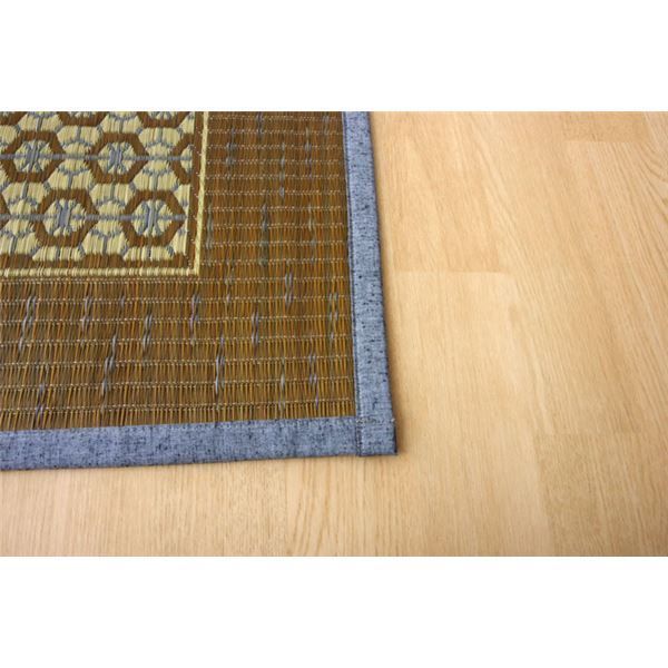 い草 ラグマット/花ござ 4.5畳 グレー 江戸間4.5畳 約261×261cm 裏：不織布 防滑 抗菌 防臭 消臭 調湿 日本製 〔リビング〕代引NG