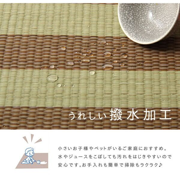 い草 ラグマット/絨毯 6畳 ブルー 約240×320cm 撥水 防傷 抗菌 防臭 消臭 折りたたみ収納可 中：ウレタン8mm 〔リビング〕代引NG
