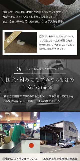 ヘッドボード付き モダン フロアベッド セミダブルサイズ (ポケットコイルマットレス付き) コンセント付き 棚付き ライト付き 低ホルムアルデヒド 国産ベッドフレーム 『RELICE レリス』 ブラック代引NG ベッド フレーム・マットレスセット