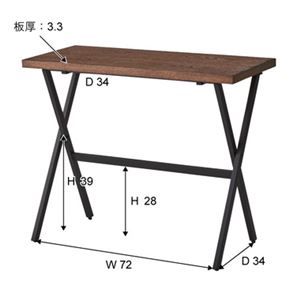 フォールディングデスク/折りたたみ机 ブラック 幅90cm スチールフレーム 木目調 PT-781BK デスク パソコンデスク