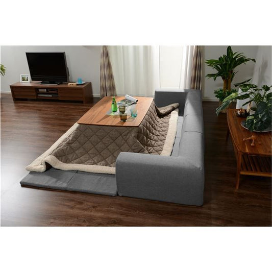 フロアソファー 折りたたみフロアマット付き Lサイズ グレー 約幅250cm 洗えるカバー付き 日本製 〔リビング〕代引NG