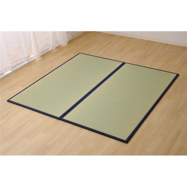 スーパSALE10倍＆4時間限定10％OFF 日本製 い草 置き畳/ユニット畳 【1畳 ネイビー 約82×164cm 2枚組】 軽量 抗菌 防臭 防滑 連結ジョイント付 〔リビング〕【代引NG】