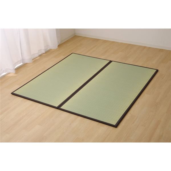 スーパSALE10倍＆4時間限定10％OFF 日本製 い草 置き畳/ユニット畳 【1畳 ブラウン 約82×164cm 2枚組】 軽量 抗菌 防臭 防滑 連結ジョイント付 〔リビング〕【代引NG】
