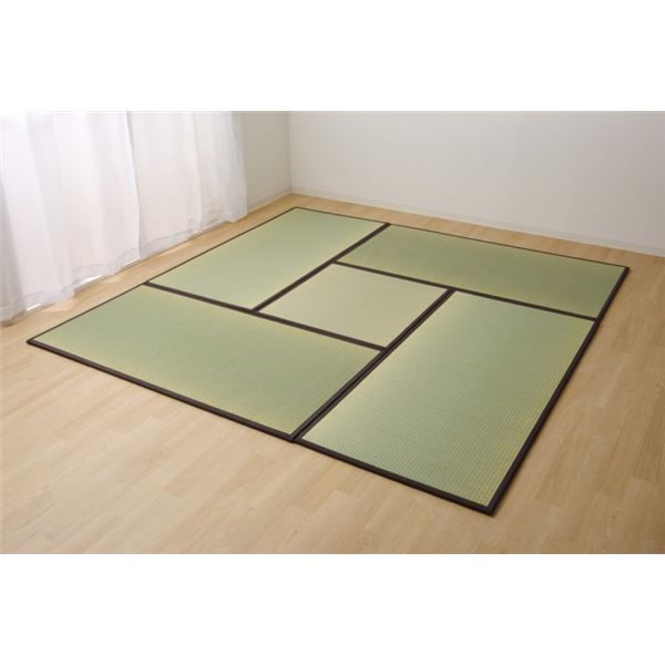 スーパSALE10倍＆4時間限定10％OFF 日本製 い草 置き畳/ユニット畳 【ブラウン 4.5畳セット 82×164cm4枚＋82×82cm1枚】 軽量 抗菌 防臭 連結ジョイント付【代引NG】