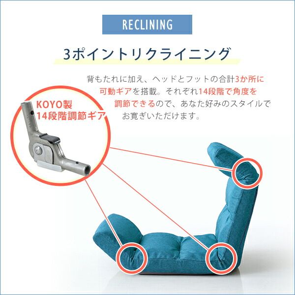 座椅子 フロアチェア 〔Up type レッド〕 幅約53cm リクライニング 14段階調節 転倒防止機能付 日本製 国産 完成品 リクライニングチェア パーソナルチェア ローチェア代引NG