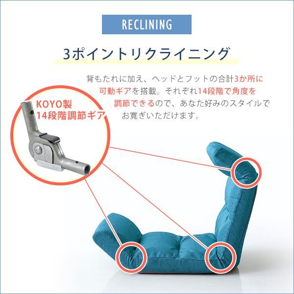 座椅子 フロアチェア 〔Up type レッド〕 幅約53cm リクライニング 14段階調節 転倒防止機能付 日本製 国産 完成品 リクライニングチェア パーソナルチェア ローチェア代引NG