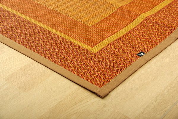 い草 花ござ ラグマット/絨毯 ネイビー 江戸間8畳 約348×352cm 日本製 抗菌 防臭 消臭 調湿 自然素材 〔リビング〕代引NG