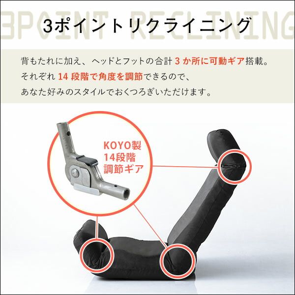 座椅子 フロアチェア 〔アップスタイル グリーン〕 幅52cm リクライニング 洗えるカバー付き 日本製 完成品 リクライニングチェア パーソナルチェア ローチェア代引NG