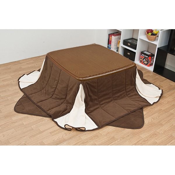 こたつ 約幅80×80cm 正方形 ナチュラル 木製脚付き コタツ 継脚式 組立品 リビング ダイニング代引NG