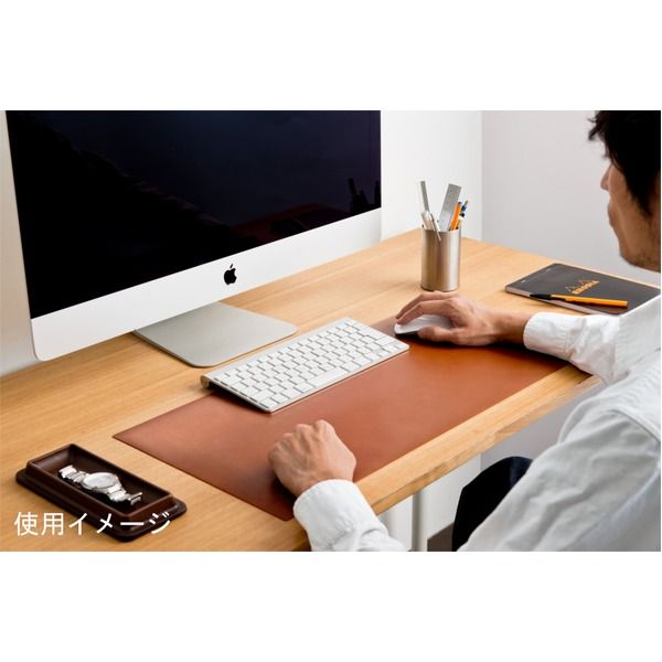 高級PVCレザー デスクマット 06：オレンジ 620×300mm カット可 日本製 〔DIY素材 背景 クラフト用品〕