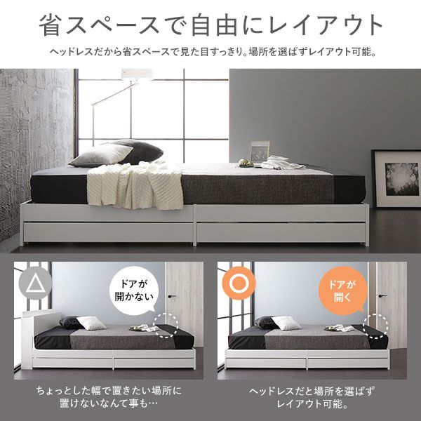 スーパSALE10倍＆4時間限定10％OFF モダンテイスト 収納ベッド シングルサイズ ボンネルコイルマットレス付き 引出し2杯付き 木目調 ヘッド無し 耐荷重200kg 頑丈 ブラック