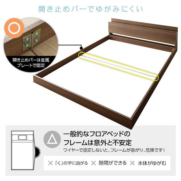 スーパSALE10倍＆4時間限定10％OFF すのこベッド コンセント付き ローベッド ナチュラル セミダブル セミダブルベッド ボンネルコイルマットレス付き 木製ベッド 低床 棚付き 宮付き