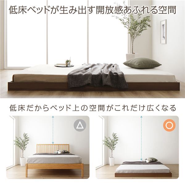 すのこベッド ローベッド 省スペース ヘッドボードレス ナチュラル セミダブル セミダブルベッド ポケットコイルマットレス付き 木製ベッド 低床