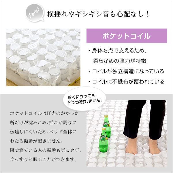 ポケットコイル マットレス セミダブル ロール梱包 片面仕様 耐久性抜群 寝具 ベッドマットレス ベッドルーム 寝室代引NG
