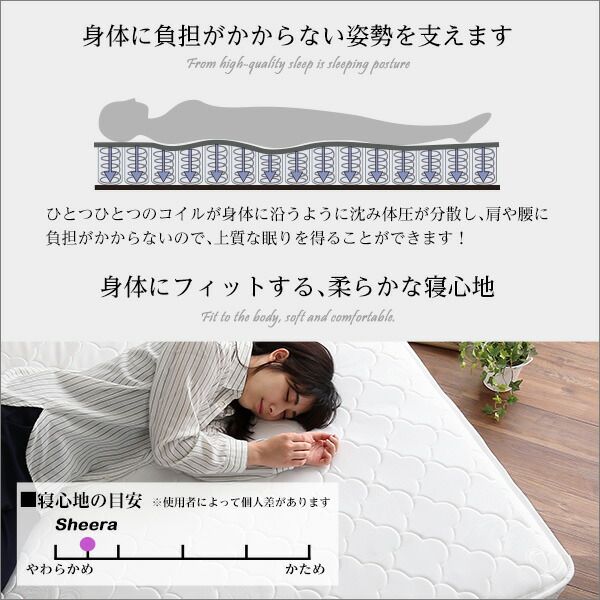 ポケットコイル マットレス ダブル ロール梱包 片面仕様 耐久性抜群 寝具 ベッドマットレス ベッドルーム 寝室代引NG