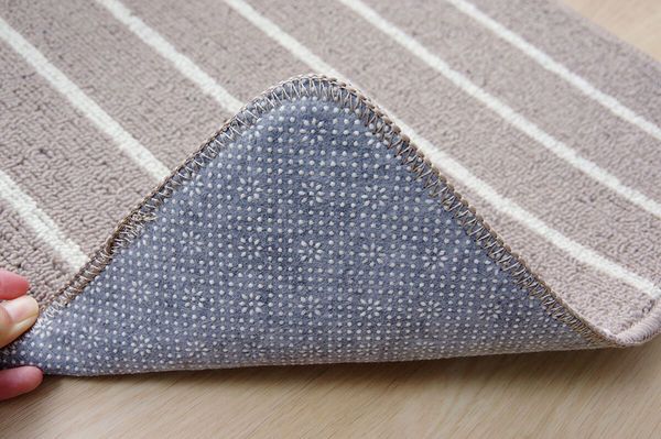 スーパSALE10倍＆4時間限定10％OFF キッチンマット/台所マット 【ネイビー 約45×240cm】 長方形 洗える 防滑加工 折りたたみ収納 シンプルボーダー【代引NG】