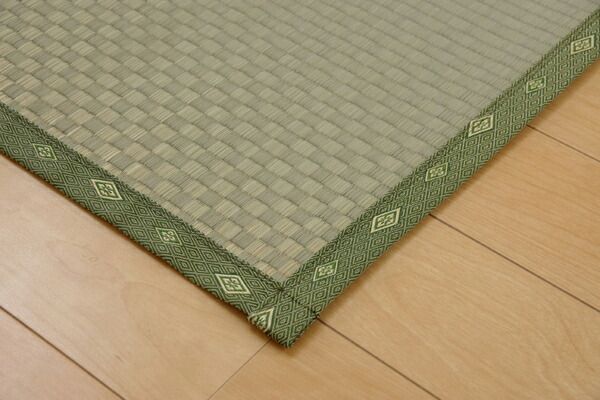 い草 上敷き/ラグマット 団地間8畳 約340×340cm 正方形 市松柄 日本製 抗菌 防臭 消臭 調湿 空気清浄代引NG