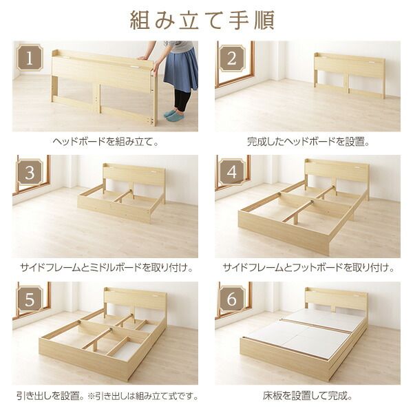 スーパSALE10倍＆4時間限定10％OFF ベッド 収納付き セミダブル ホワイト ベッドフレーム ボンネルコイルマットレス付き ハイクオリティモダン 木製ベッド 引き出し付き 宮付き コンセント付き