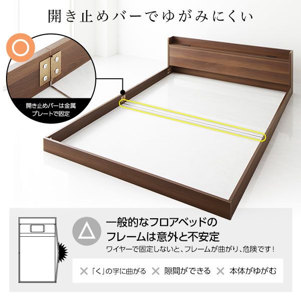 スーパSALE10倍＆4時間限定10％OFF ヘッドボード付き ローベッド すのこベッド セミダブルサイズ (ボンネルコイルマットレス付き) 宮棚付き 2口コンセント付き 木目調 メラミン樹脂加工板使用 頑丈 ブラウン
