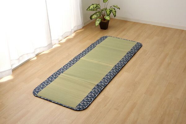 純国産 い草マット フリーマット ネイビー 約70×180cm（中材：固綿15mm）代引NG