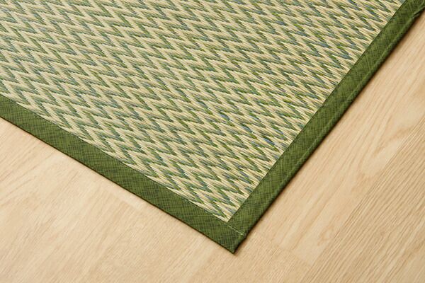 い草 花ござ ラグマット/絨毯 4.5畳 格子柄 市松柄 ブルー 団地間4.5畳 約255×255cm 抗菌 防臭 消臭 調湿 〔リビング〕代引NG