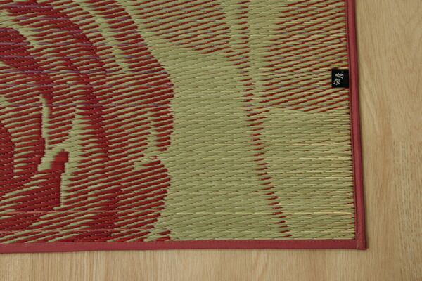 い草 花ござ ラグマット/絨毯 ブルー 江戸間3畳 約174×261cm 抗菌 防臭 消臭 調湿 日本製 〔リビング ダイニング〕代引NG