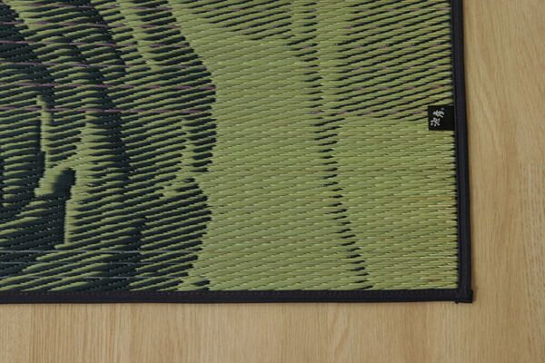 い草 花ござ ラグマット/絨毯 ブルー 江戸間3畳 約174×261cm 抗菌 防臭 消臭 調湿 日本製 〔リビング ダイニング〕代引NG