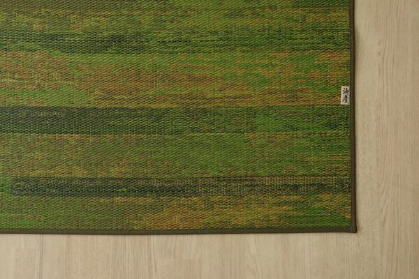 い草 花ござ ラグマット/絨毯 グリーン 江戸間8畳 約348×352cm 抗菌 防臭 消臭 調湿 日本製 〔リビング フローリング〕代引NG