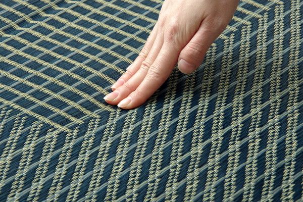 い草 ラグマット/絨毯 格子柄 シンプルモダン グリーン 約191×250cm 日本製 抗菌 防臭 調湿機能 耐久性抜群 〔リビング〕代引NG