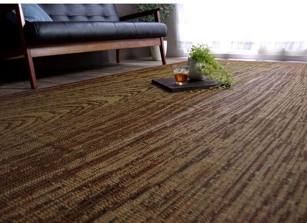 モダン調 い草 ラグマット/絨毯 約140×200cm 日本製 抗菌 防臭 調湿機能 耐久性抜群 〔リビング ダイニング〕代引NG