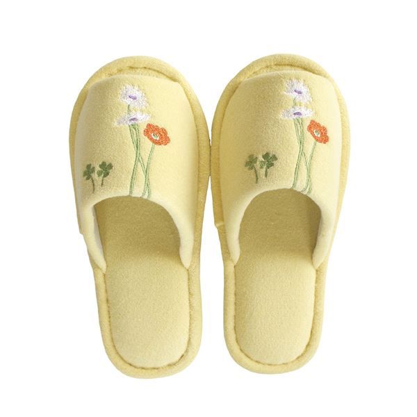 スーパSALE10倍＆4時間限定10％OFF 花柄 トイレスリッパ 【イエロー】 幅23.5cm 洗える 綿混 『オカ ボタニカルガーデン』 〔お手洗い レストルーム〕