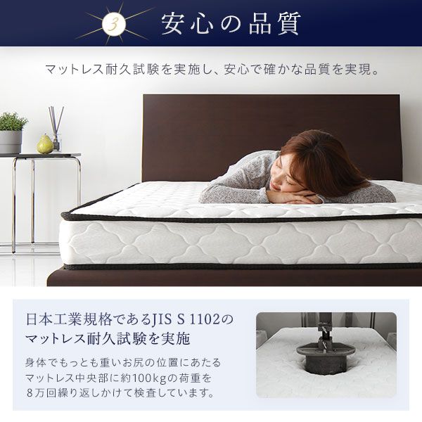 快眠 ボンネルコイルマットレス 寝具 ダブルサイズ 高密度 キルト生地 耐久性 ムレにくい 一年保証 コンパクト 圧縮ロール梱包 一年中快適