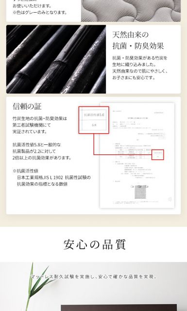 スーパSALE10倍＆4時間限定10％OFF 日本製 ポケットコイルマットレス  セミシングルサイズ 抗菌効果 防臭効果 竹炭 天然由来 キルト素材 体圧分散 極厚キルティング 一年保証 コンパクト ロール梱包