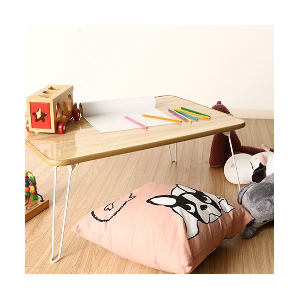 スーパSALE10倍＆4時間限定10％OFF ちゃぶ台/折りたたみテーブル 【幅75×奥行50cm】 ナチュラル×ホワイト コンパクトサイズ【代引NG】