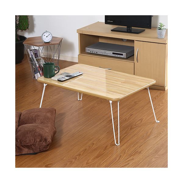 スーパSALE10倍＆4時間限定10％OFF ちゃぶ台/折りたたみテーブル 【幅75×奥行50cm】 ナチュラル×ホワイト コンパクトサイズ【代引NG】