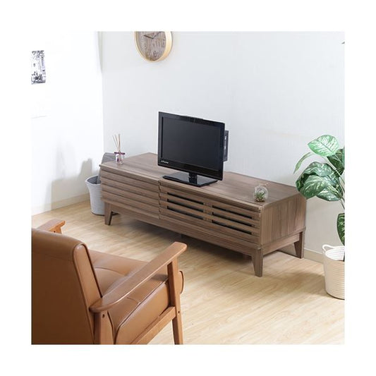 テレビ台 ローボード 幅120cm ミディアムブラウン AV機器収納対応 コード穴 引き出し 脚付き ライン リビング ダイニング代引NG
