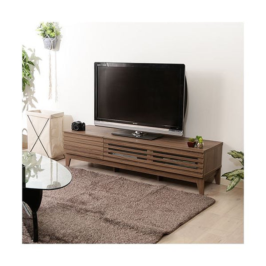 テレビ台 ローボード 幅150cm ミディアムブラウン AV機器収納対応 コード穴 引き出し 脚付き ライン リビング ダイニング代引NG