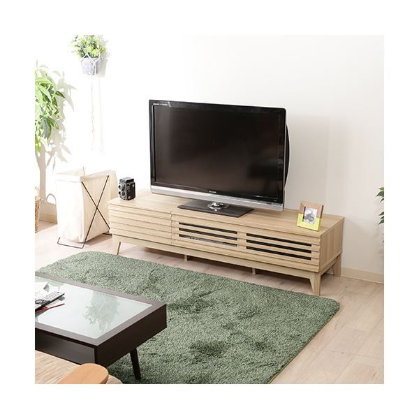 テレビ台 ローボード 幅150cm ナチュラル AV機器収納対応 コード穴 引き出し 脚付き ライン リビング ダイニング代引NG