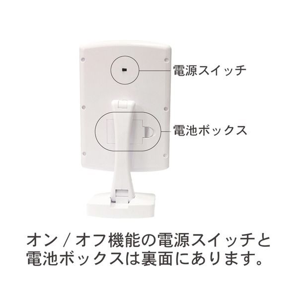 スーパSALE10倍＆4時間限定10％OFF キレイミラー(ホワイト/白) LED/ライト付/2WAY/三面鏡/拡大鏡/卓上ミラー/手鏡/メイク/化粧/スタンド/折りたたみ/回転式/光る/完成品/NK-2710