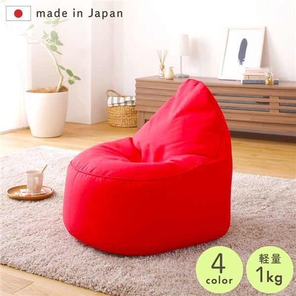 スーパSALE10倍＆4時間限定10％OFF ビーズクッション ソファ レッド 日本製 リラックス しずく 背もたれ 軽量 コンパクト クッション 1人掛け ファブリック オックスフォード 生地