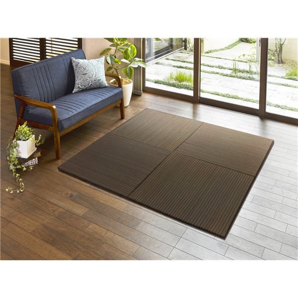 スーパSALE10倍＆4時間限定10％OFF 置き畳/ユニット畳 【約幅82×奥行82×高さ2.5cm ブラウン】 い草100％ 軽量 防滑 空気清浄 キズ防止 『南風 なんぷう』【代引NG】