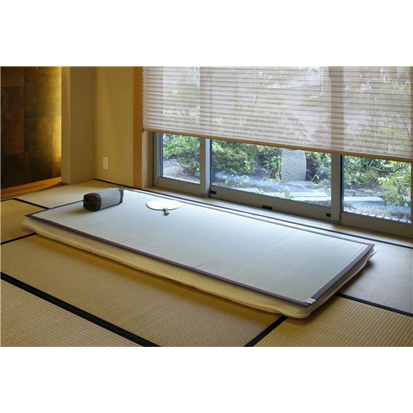 国産い草 シーツ/フロアマット 約幅88×奥行195cm ブラウン 日本製 表面：イ草100％ 『吉備 きび』 〔リビング〕代引NG