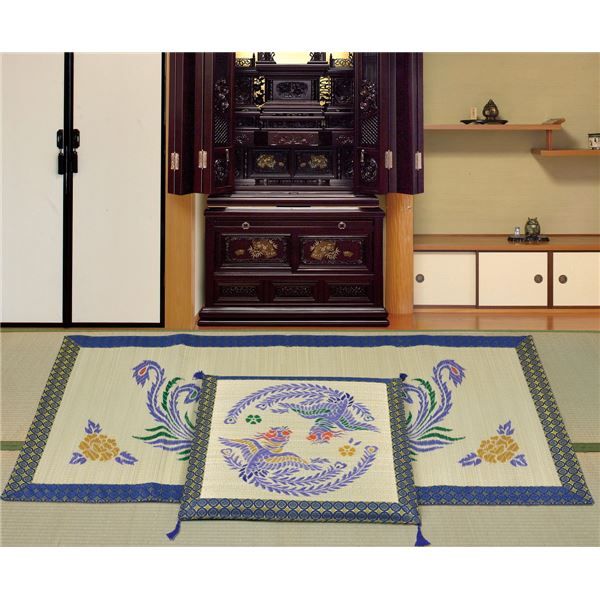 国産い草 御前ござ/ラグマット 鳳凰 ほうおう 約幅88×奥行180cm 日本製 不織布袋付き 〔リビング〕代引NG