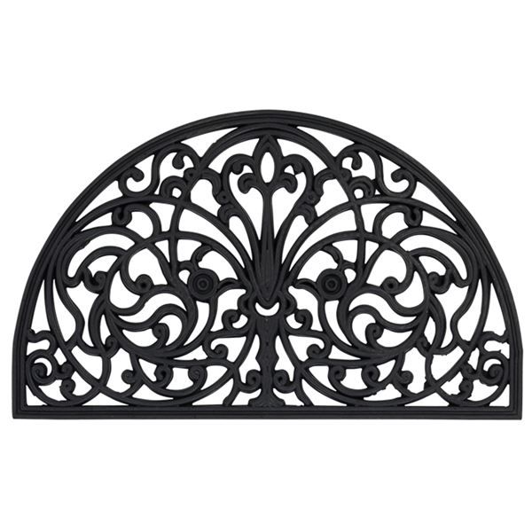 スーパSALE10倍＆4時間限定10％OFF 屋外用 泥落としマット/玄関マット 【半円型 約45×75cm】 洗える ラバー インド製 『CE-1187』 〔エントランス 入口〕【代引NG】