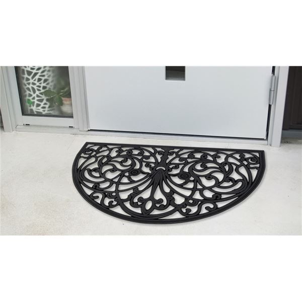 スーパSALE10倍＆4時間限定10％OFF 屋外用 泥落としマット/玄関マット 【半円型 約45×75cm】 洗える ラバー インド製 『CE-1187』 〔エントランス 入口〕【代引NG】