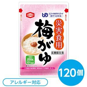 尾西食品 災害食用 梅がゆ/お粥 120個セット スプーン付き 日本製 うるち米 『亀田製菓』 〔非常食 企業備蓄 防災用品〕代引不可